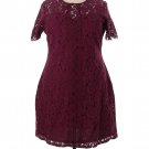 Burgundy Lace Overlay Dress, Size 2X (Plus)