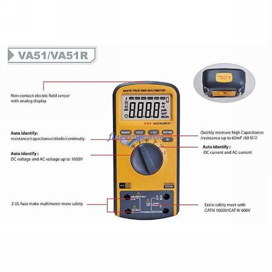 6K counts DC AC Ω μF KHz Auto Identify Multimeter VA51