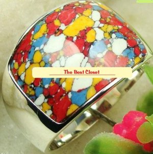 MOSAIC JASPER GEMSTONE RING 925 SILVER IN USA SIZE