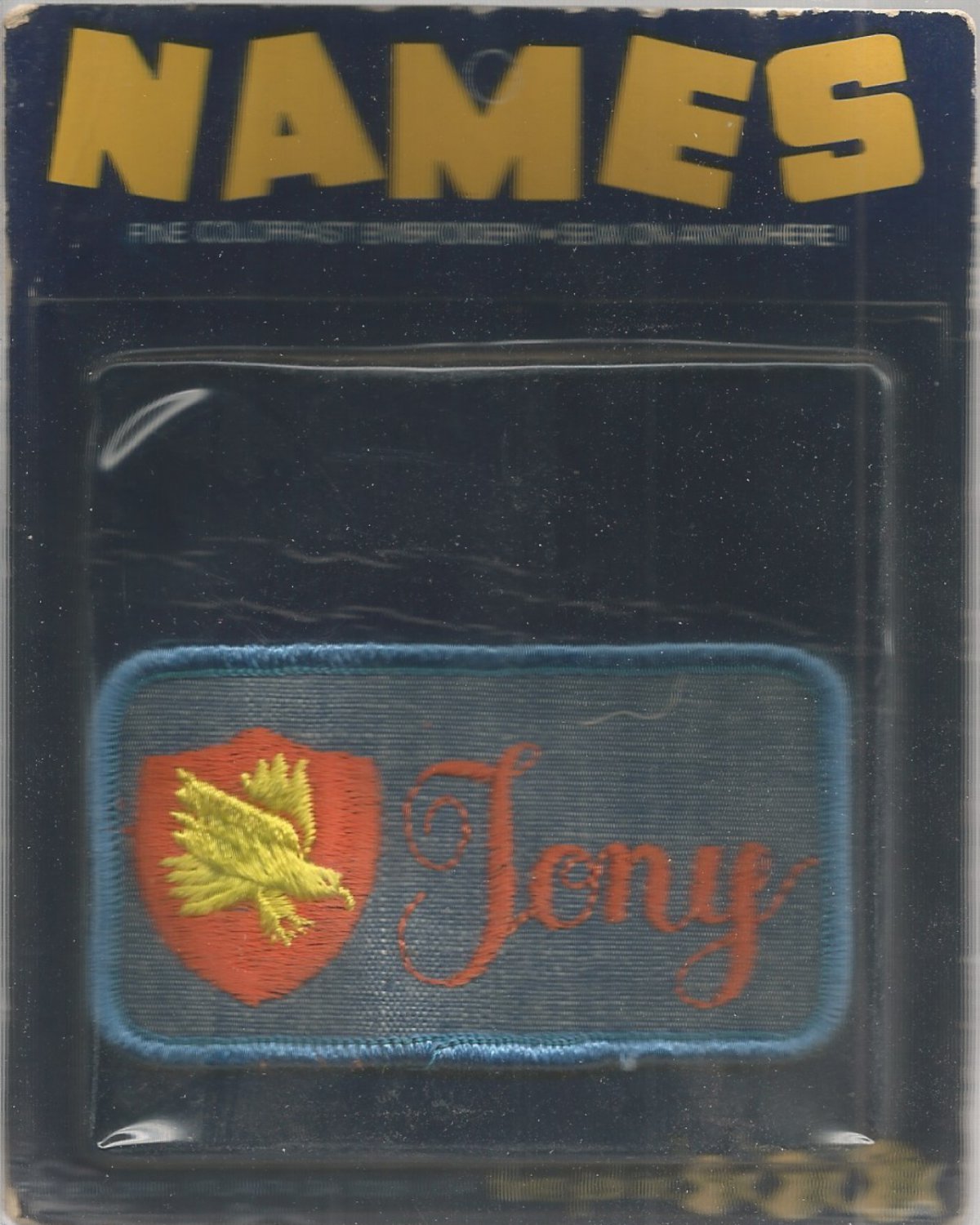 Name Embroidery sew on patch-  Tony -vintage 1973