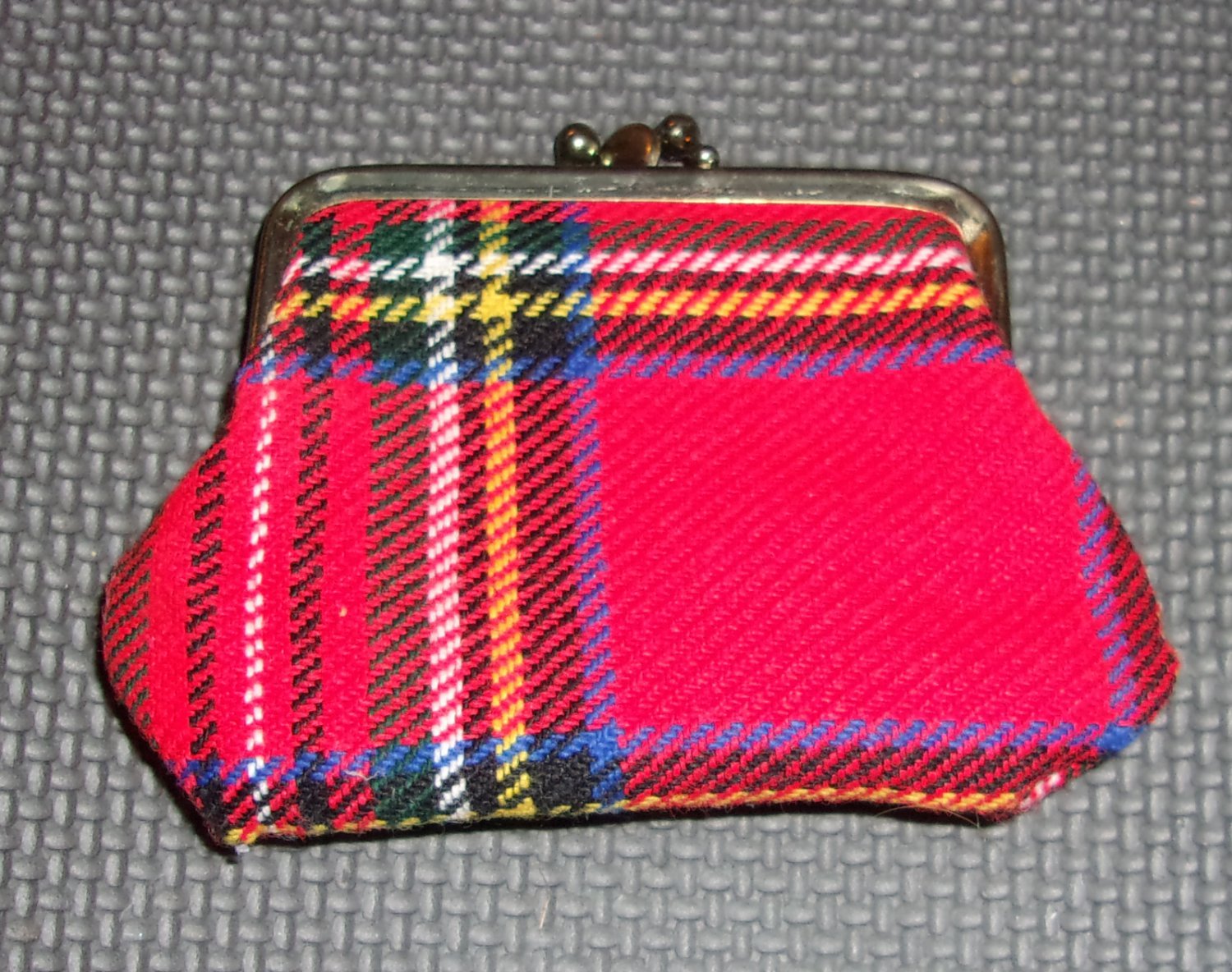 Red plaid coin purse 2 compartments