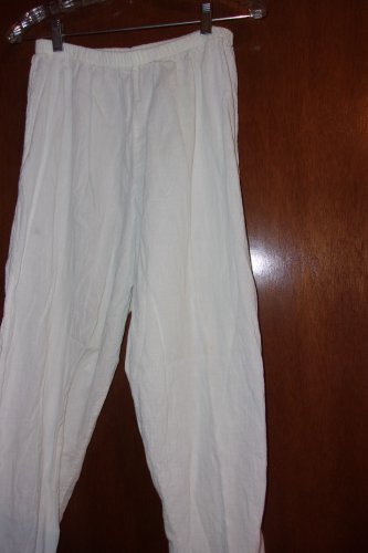 Avon Style Crinkle Cotton Pull on Pant-White- Large
