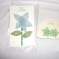 Pastelli Blue long stem flower brooch-and clip earrings-  40s made in Japan