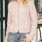 $39 Long Sleeve Pocket Detail Tweed Blazer Jacket