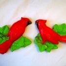 Vintage Miller Chalkware Wall Plaques Red Cardinal Bird