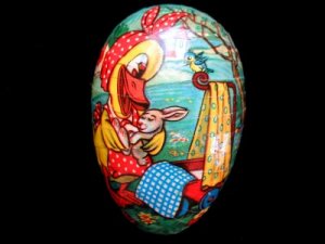 Vintage Paper Mache Easter Egg W. German Mama Duck