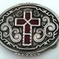 NEW Western Cross Belt Buckle, Red Enamel 3-3/4" x 2-3"