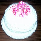 NEW 0 -3 mos BABY Crocheted soft white & varigated pink awareness breast feeding boobie boob hat
