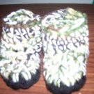camo green and white crocheted BABY booties slippers photo prop 3 month CRIB SHOES