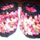 camo and pink with black trim crocheted baby girl booties slippers 0-3 month photo prop crib shoes