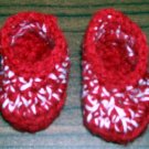 OU crimson & white 0-3 month baby crochet booties photo prop crib shoes