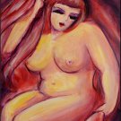 Voluptuous Boudoir Red Nude BBW Archival Art Print ~
