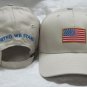 NEW USA AMERICAN FLAG MEN WOMEN BASEBALL CAP, ONE SIZE, LIGHT KHAKI