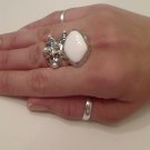 WHITE ARTY CHUNKY SPIKEY MOON KNUCKLE RING IN SILVER SIZES 7*8*9*10
