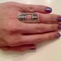 SILVER ARMOR KNUCKLE RHINESTONE SQUARE OPENING RING SIZE 7