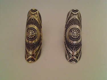 Aztec long knuckle armor ring in silver or gold and in size 8 or 9