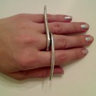 SILVER LONG TWISTED SPIKE ARMOR KNUCKLE RING SIZE 7