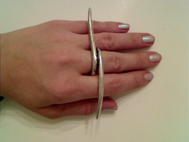 SILVER LONG TWISTED SPIKE ARMOR KNUCKLE RING SIZE 7