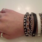 MULTI CHAIN AND LEATHER PUNK STYLE BUCKLE BRACELET