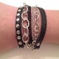 MULTI CHAIN AND LEATHER PUNK STYLE BUCKLE BRACELET