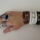 LEATHER WRAP BUCKLE BRACELET IN WHITE, BLACK OR BROWN