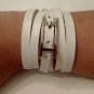 LEATHER WRAP BUCKLE BRACELET IN WHITE, BLACK OR BROWN