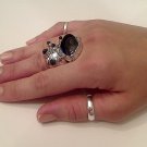 BLACK ARTY CHUNKY SPIKEY MOON KNUCKLE RING IN SILVER SIZES 7*8*9*10