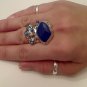 BLUE ARTY CHUNKY SPIKEY MOON KNUCKLE RING IN SILVER SIZES 7*8*9*10
