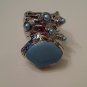 BABY BLUE ARTY CHUNKY SPIKEY MOON KNUCKLE RING IN SILVER SIZES 7*8*9*10