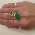 GREEN ARTY CHUNKY SPIKEY MOON KNUCKLE RING IN GOLD SIZES 7*8*9*10