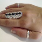 SILVER KNUCKLE 5 BLACK STONE RING SIZES 8 AND 9