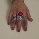 RED ARTY CHUNKY MOON KNUCKLE RING IN SILVER SIZES *6*7*8*9