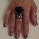 BLACK ARTY CHUNKY MOON KNUCKLE RING IN GUN METAL SIZES *6*7*8*9