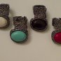 TURQUOISE  ARTY CHUNKY MOON KNUCKLE RING IN GUN METAL SIZES *6*7*8*9