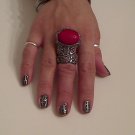 RED ARTY CHUNKY MOON KNUCKLE RING IN GUN METAL SIZES *6*7*8*9