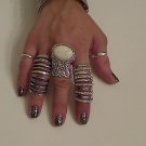 CREAM ARTY CHUNKY MOON KNUCKLE RING IN SILVER SIZES *6*7*8*9