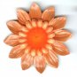 Orange leather large fashion flower brooch pin