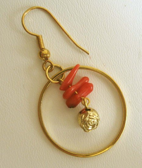 Designer earrings: Coral with hoops by Lucine