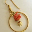 Designer earrings: Coral with hoops by Lucine