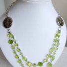 on sale: Fashion necklace green linked double row limited edition - NEW