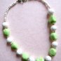 Green stabilized turquoise with white beads statement necklace toggle clasp