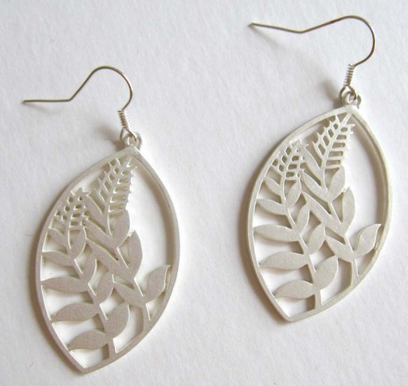 Silver earrings leaf fashion jewelry