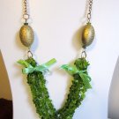 Green fashion statement one of a kind necklace