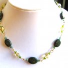 Green Russian jade and citrine nuggets linked necklace