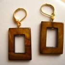 Fashion earrings: brown mother of pearl with lever back earwire