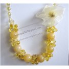 New Yellow necklace with organza handmade flower accent