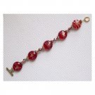 Red lampwork bracelet with toggle clasp