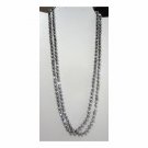 Gray faceted glass handknotted fashion necklace no clasp very long