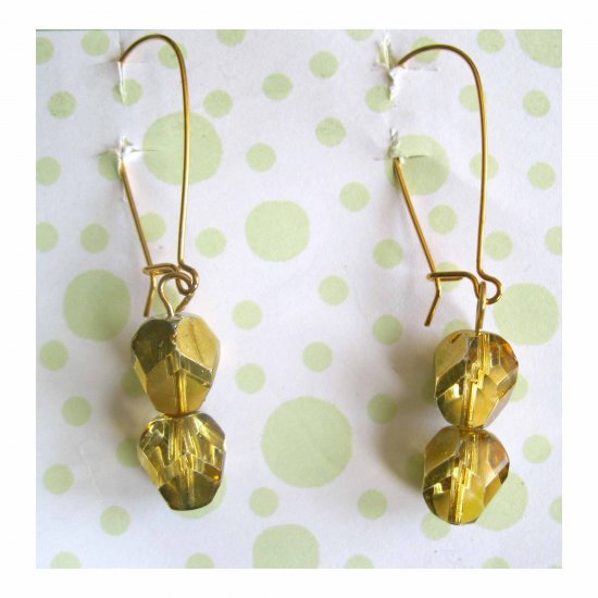 Gold blue beaded tassel earrings, wirework fashion jewelry Lucine Designs {1280E}