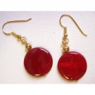 Red mother of pearl fashion earrings {1412E)